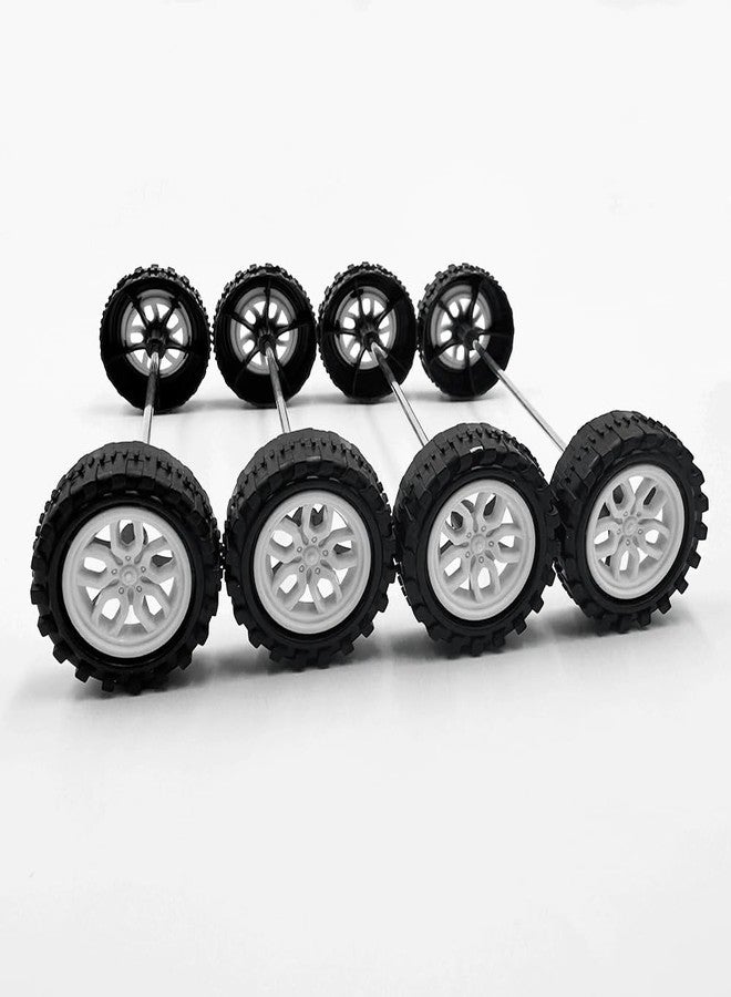 URIMPAVIDO 30PCS Toy Car Wheels 2mm Dia Shaft Plastic Car Wheels with 15PCS Shaft Round Rod Axles for DIY Model Toys RC Car Truck Robot Parts (White) - Image 2